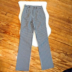 Black & White Gingham Pleated High Rise Straight Leg Pants